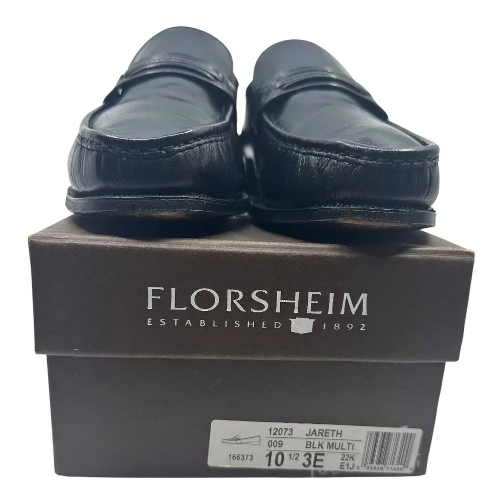 Florsheim Jareth Black Slip On Moc Dress Leather Shoes Mens Size 10eee 12073 EUC
